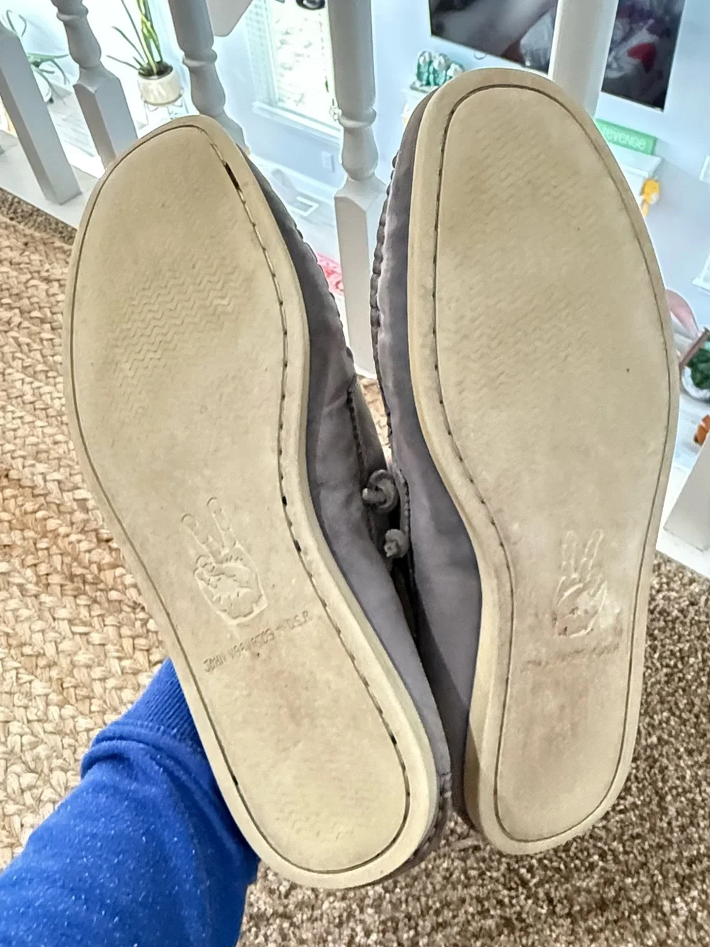 John Varvatos Gray Suede Slip-On Boat Shoes